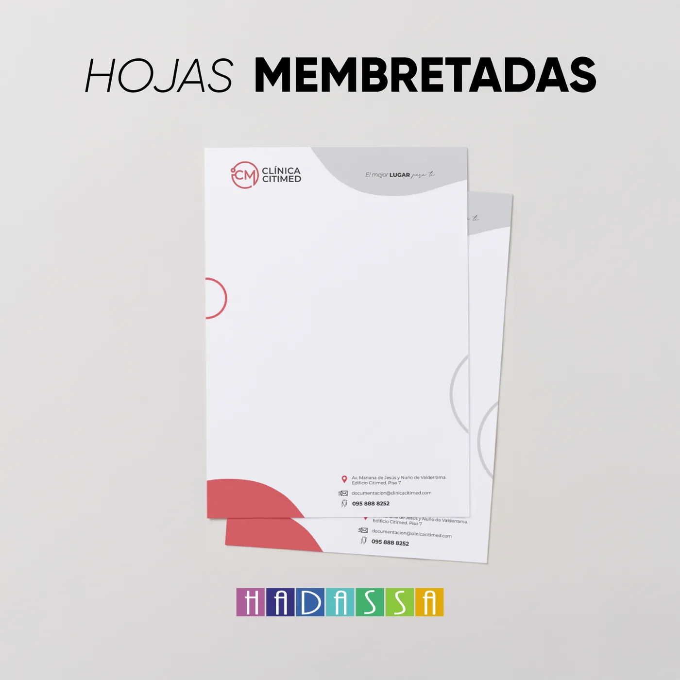 Hojas membretadas diseñadas por Hadassa