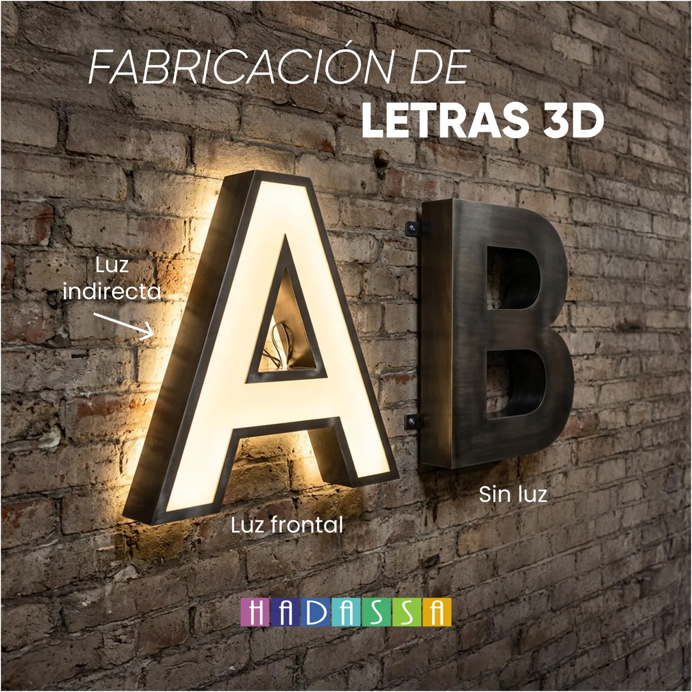 Fabricación de letras 3D con iluminación