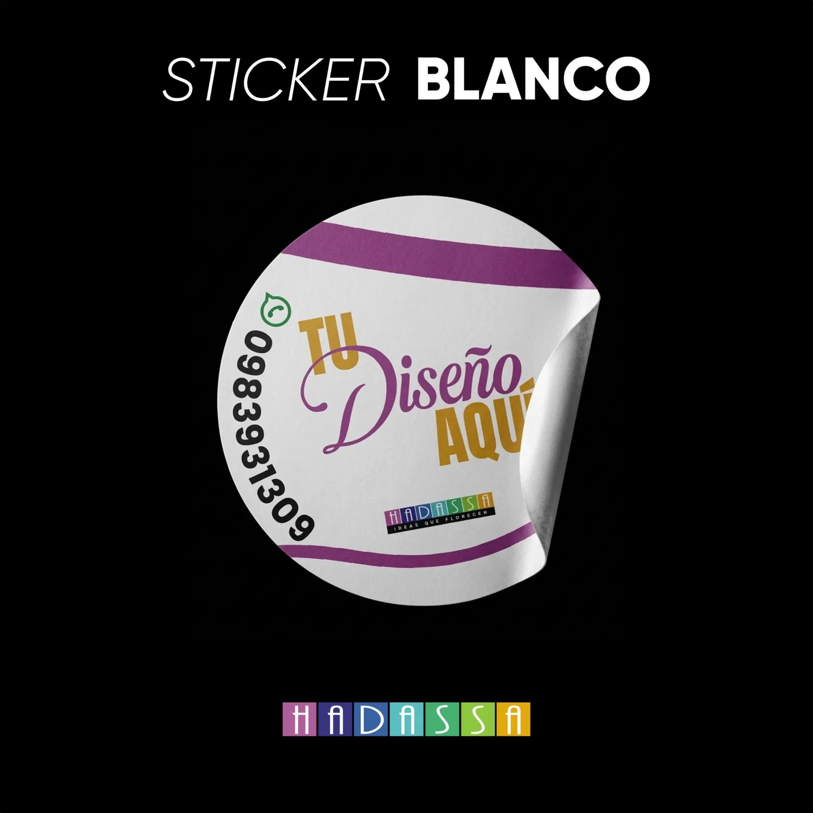Sticker blanco personalizado