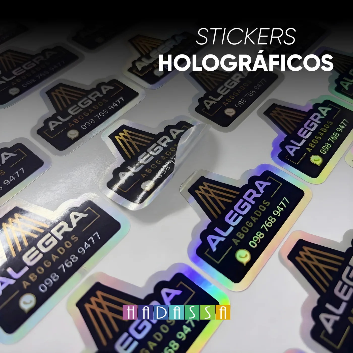 Stickers holográficos personalizados producidos por Hadassa